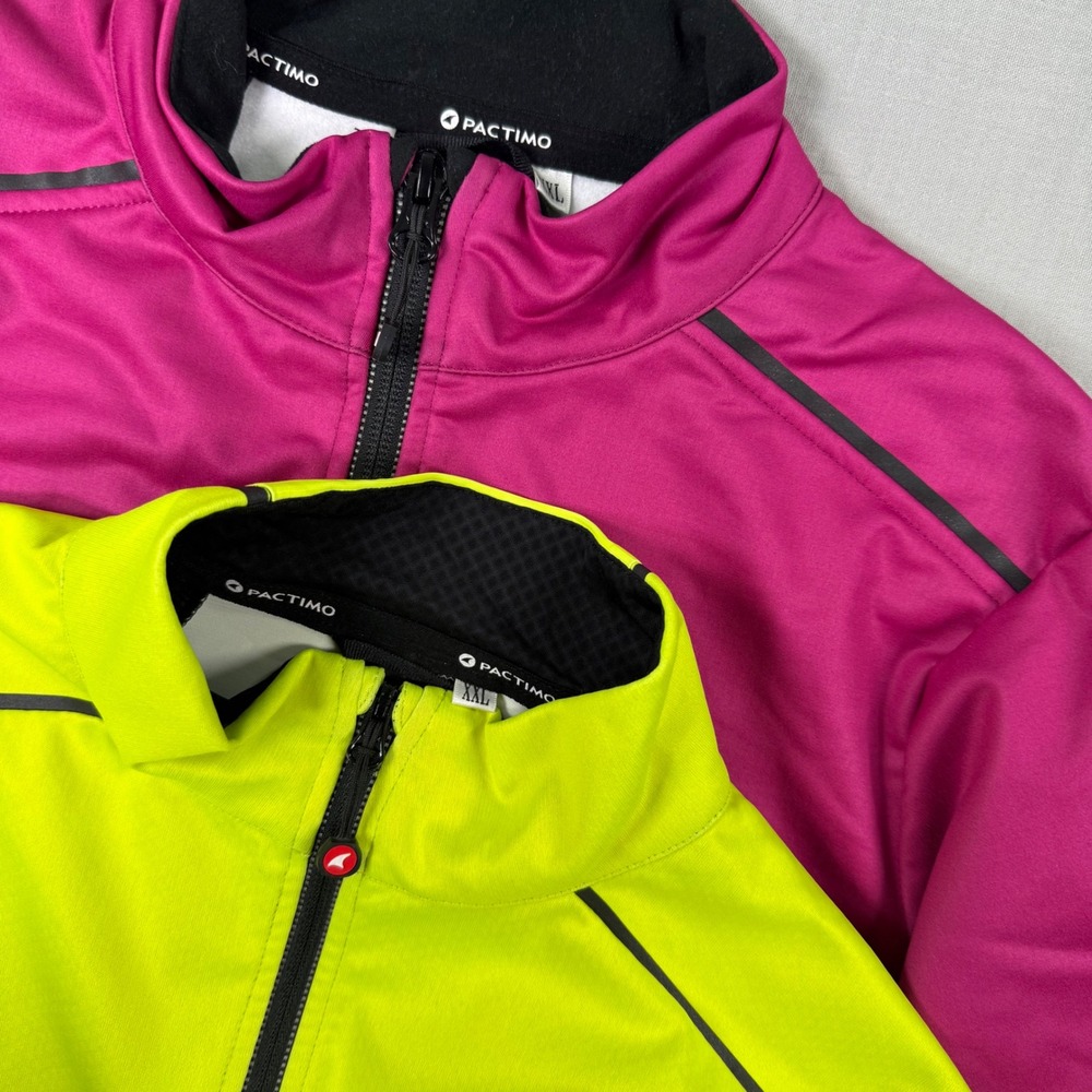 Lot of 2 Pactimo Cycling Jackets Womens XXL Neon Yellow Magenta Full Zip Biking